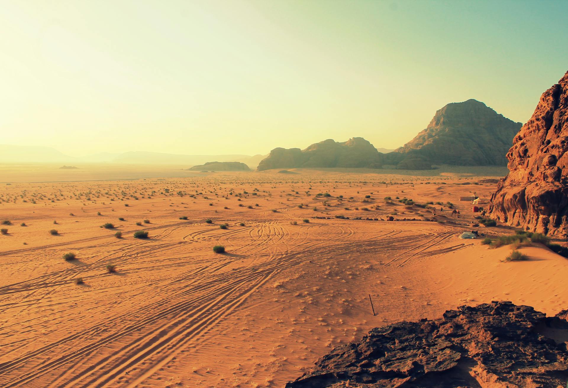 Vast desert landscape under clear sky